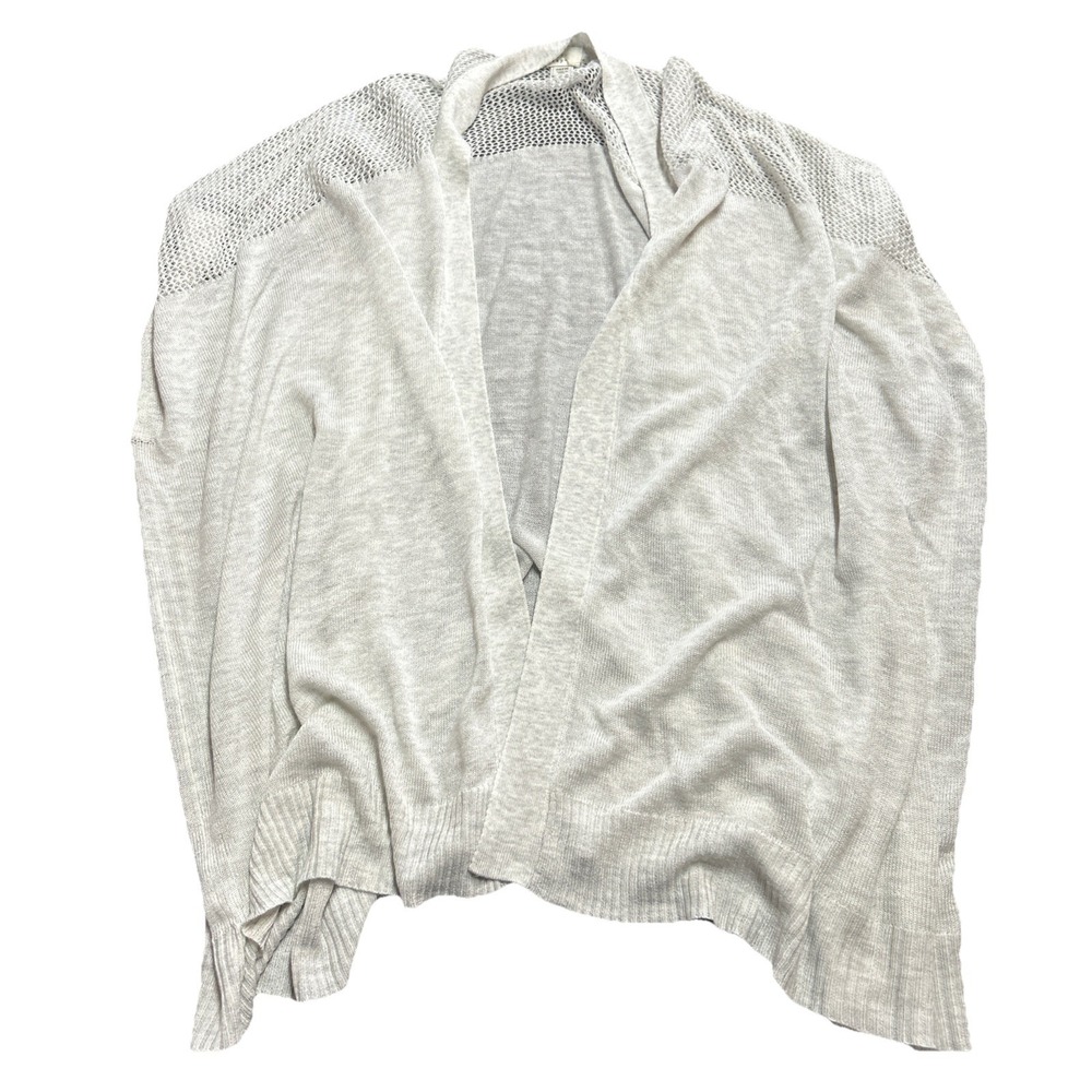 White Loose Knit Cardigan Duster Kimono Open Front  Tunic Short Sleeve One Size